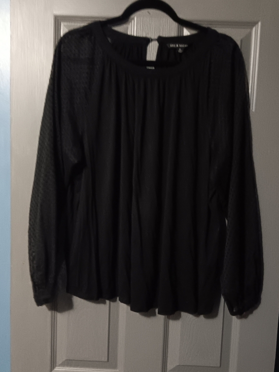 Zac & Rachel Tops - Zac & Rachel Black Sheer-Sleeve Blouse